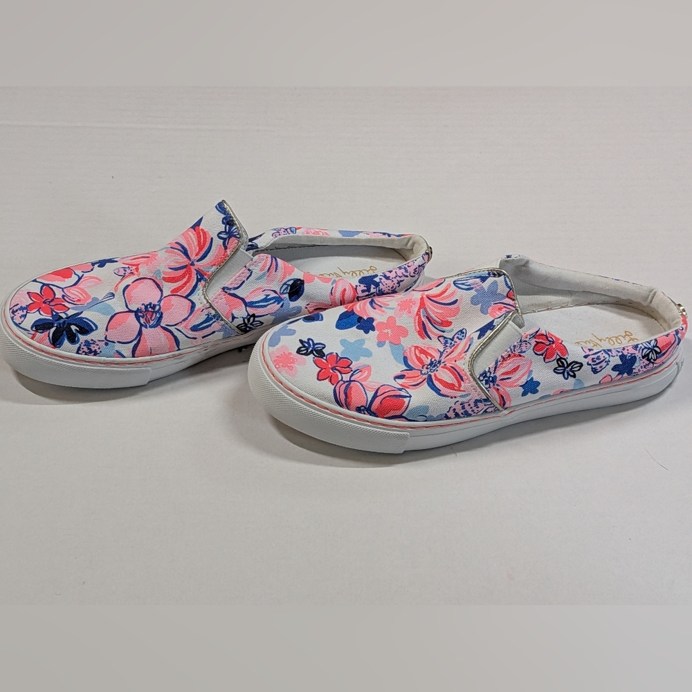 Lily Pulitzer Julie slip on sneaker shoes neon floral preppy style casual slides - Picture 6 of 9